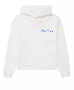 Purple Brand - White & Blue Newsprint Hoodie
