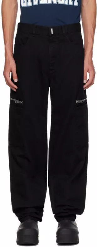 Black Zip Pocket Cargo Jeans