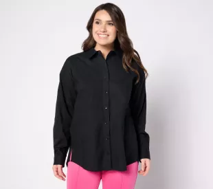 Isaac Mizrahi Live! - Magnetic Button Poplin Shirt