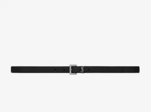Saint Laurent - Cassandre Thin Belt With Square Buckle In Grained Leather