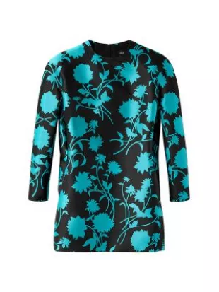 Floral Double Duchesse Satin Bubble-Back Minidress