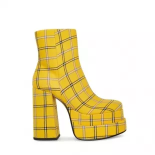 Cobra Boots in Yellow Plaid