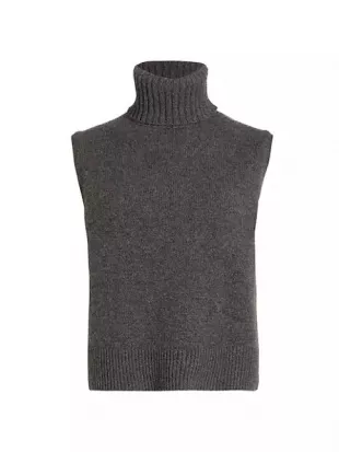 NILI LOTAN - Arthur Sleeveless Turtleneck Sweater in Charcoal