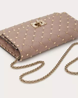 Rockstud Spike Leather Crossbody Clutch