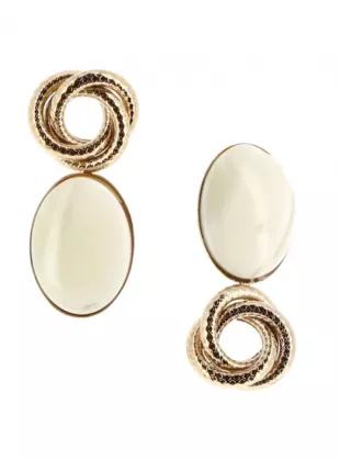 Destree - Sonia Flower Goldplated & White Jasper Earrings