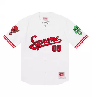 Supreme Denim Baseball Jersey White