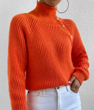 Shein - Essnce High Neck Raglan Sleeve Sweater