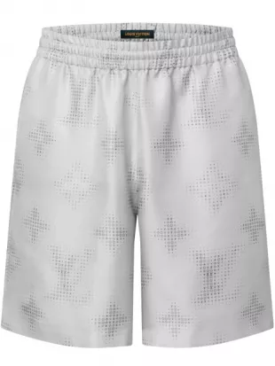 Louis Vuitton - Grey Pixelated Monogram Silk Shorts