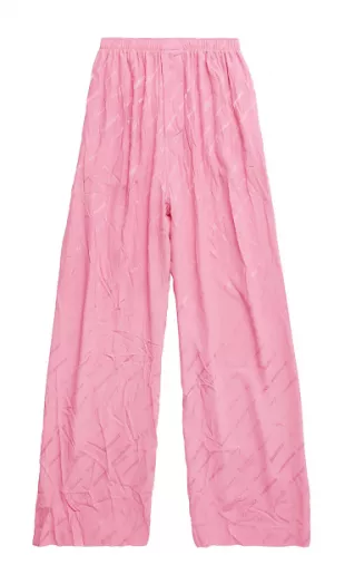Balenciaga - Pink Allover Logo Baggy Silk Pants