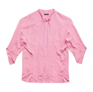 Pink Allover Logo Silk Shirt
