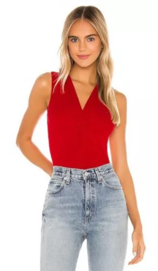 Kendra Bodysuit Lipstick Red Sleeveless  J