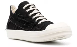 Rick Owens DRKSHDW Black Slashed Canvas Low Top Sneakers worn by Tee  Grizzley on the Instagram account @teegrizzley