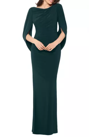 Drape Sleeves Trumpet Evening Gown