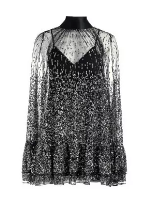 Alice + Olivia - Zenon Sequined Cape Minidress