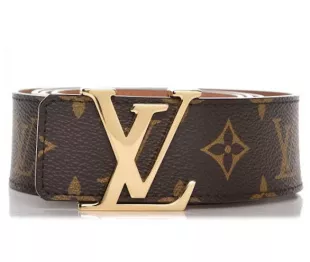 Louis Vuitton - Brown Monogram & Gold 'LV Initales' Belt