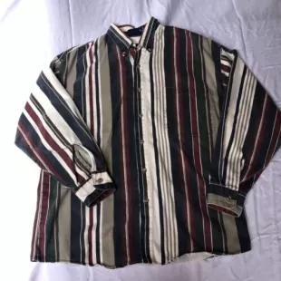 Bon Homme - VTG MENS M Hip Hop BUTTON-DOWN SHIRT STRIPED Color Block ...