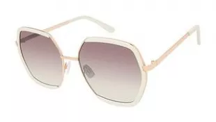 Women's NN382 Metal UV400 Protective Geometric Hexagonal Sunglasses. Fashionable Gifts for Her, 63 mm, Cream