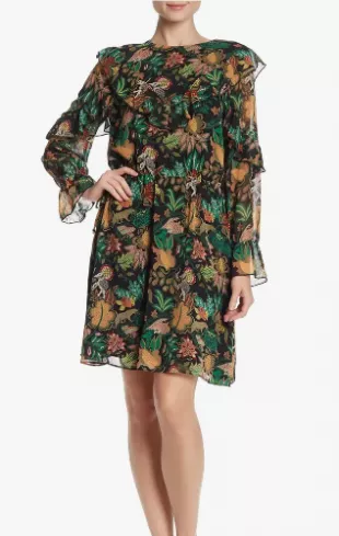 Forest Print Ruffle Dress