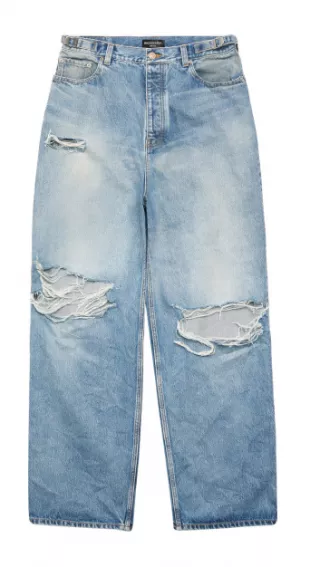 Balenciaga - Light Blue Super Baggy Destroyed Jeans