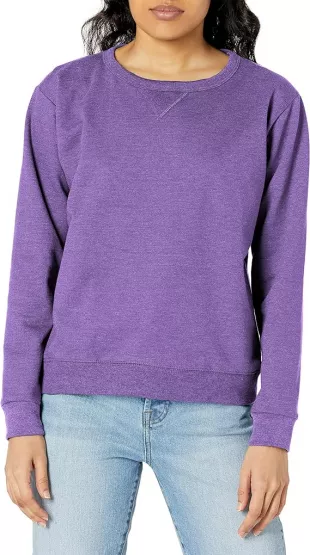 Women’s Crewneck Sweatshirt, Soft Fleece EcoSmart Long Sleeve Sweatshirt