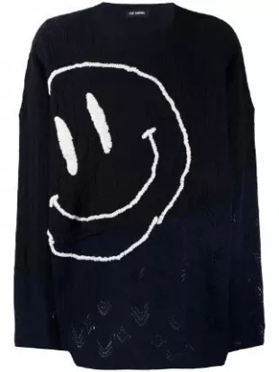 Smiley Face Embroidered Sweatshirt In Black