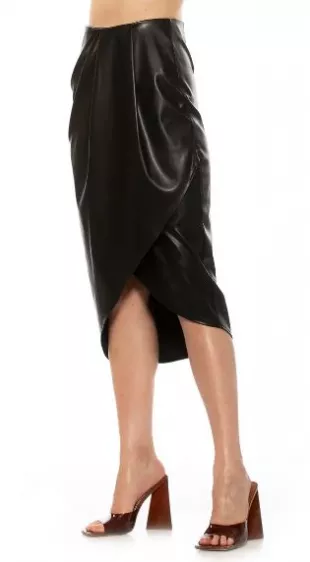 Alexia Admor Theana Faux Leather Pleated Midi Skirt worn by