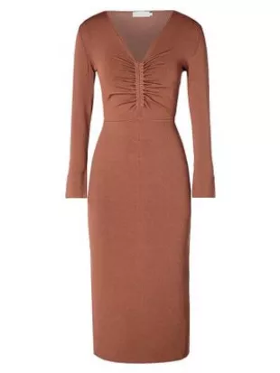 scanlan Théodore - Ruched Long-Sleeve Midi-Dress