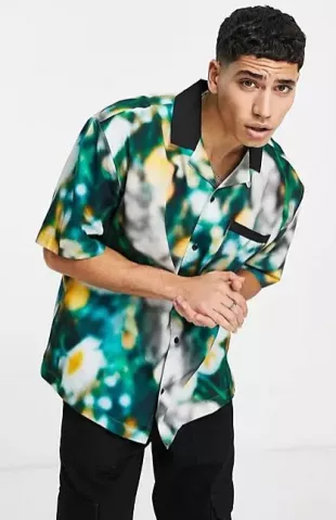 Oversized Shirt with Contrast Collar