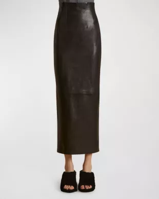 Loxley Fitted Leather Skirt