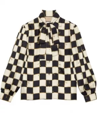 Gucci - Checkerboard Silk Shirt