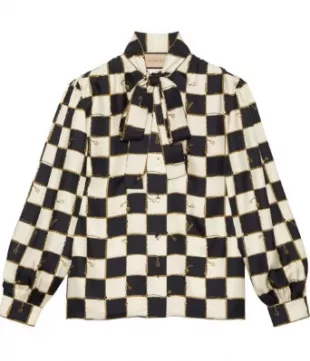 Checkerboard Silk Shirt