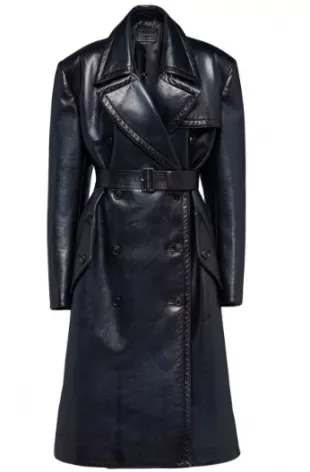 Prada - Double-Breasted Leather Trench Coat