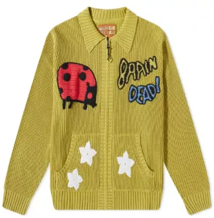 Buggin Out Crochet Zip Cardigan In Olive