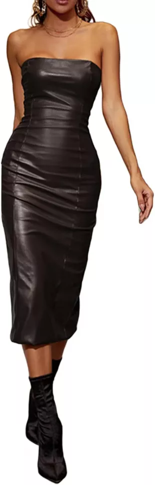Faux Leather Tube Dress