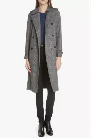 Sandro roselier plaid trench coat store