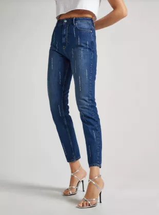 Ultra High Waist Taper Fit Sparkle Jeans