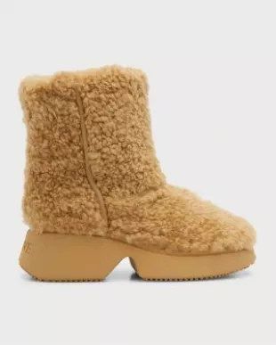 Kylie Jenner's Loewe Shearling Camel Fluffy Ankle Boots