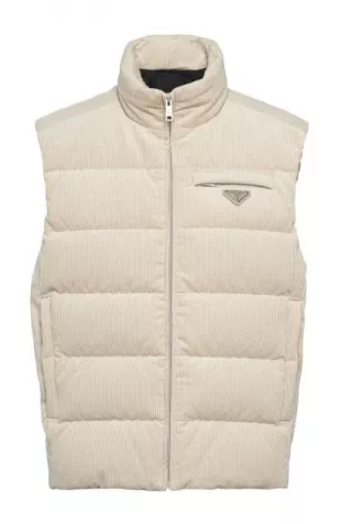 Prada - Ivory Corduroy Puffer Vest