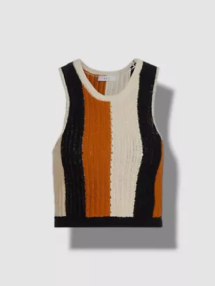 A.L.C. - Marco Crochet Striped Tank Top In Black