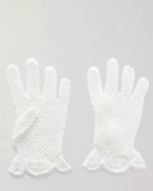 Scalloped Crocheted Cotton Gloves