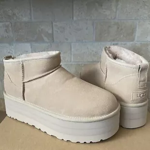 Classic Ultra Mini Platform Driftwood Suede Ankle Boots