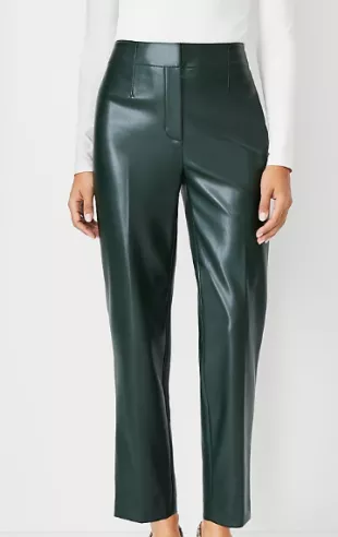 Ann Taylor The Lana Slim Pant In Faux Leather In Boxwood Green