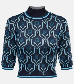 Jacquard High-neck Crop Top
