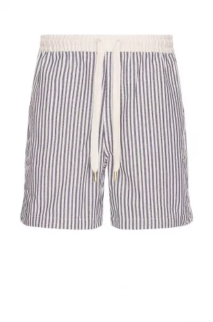 x Rhuigi White & Blue Pinstriped Shorts