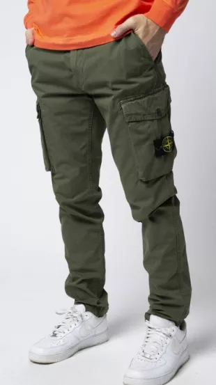 Olive Green Cotton Stretch Cargo Pants