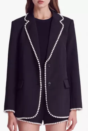 Endless Rose - Premium Imitation Pearl Trim Blazer