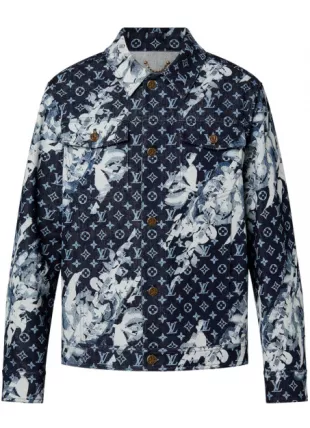 Louis Vuitton - Blue Slashed Floral Print Denim Jacket