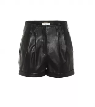 Saint Laurent - High-Waisted Leather Shorts