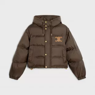 CELINE Satin Midosuji Store Exclusive Logo Triomphe Charm Zip Truck Jacket 2W98A048S black 40