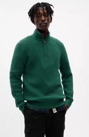 CashSoft Half-Zip Pullover in June Bug Green